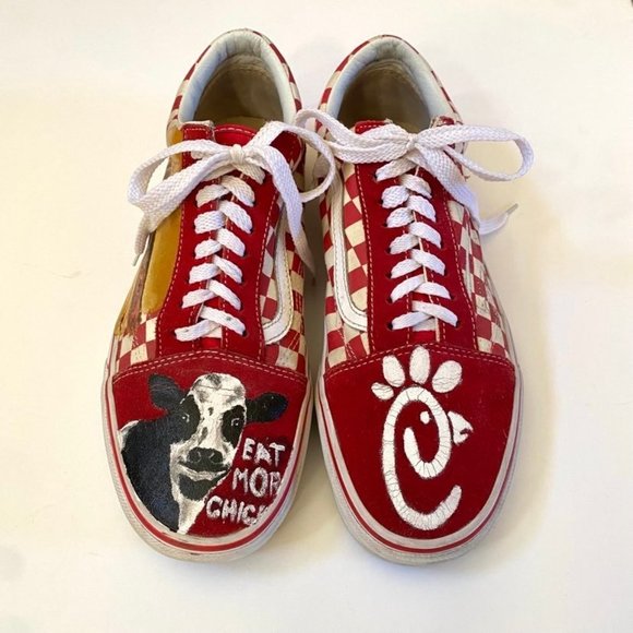 Custom Chik-fil-A Vans Old Skool Primary Checkerboard Red White size 10 - Picture 4 of 10